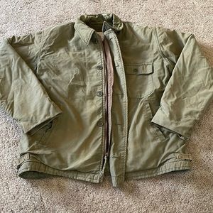 Vintage 1940s Military Forrest Green Faded Jacket size Large